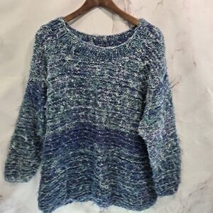 Cape Isle Knitters Sweater Womens XL Blue Chunky Artsy Coastal 90s Bohemian